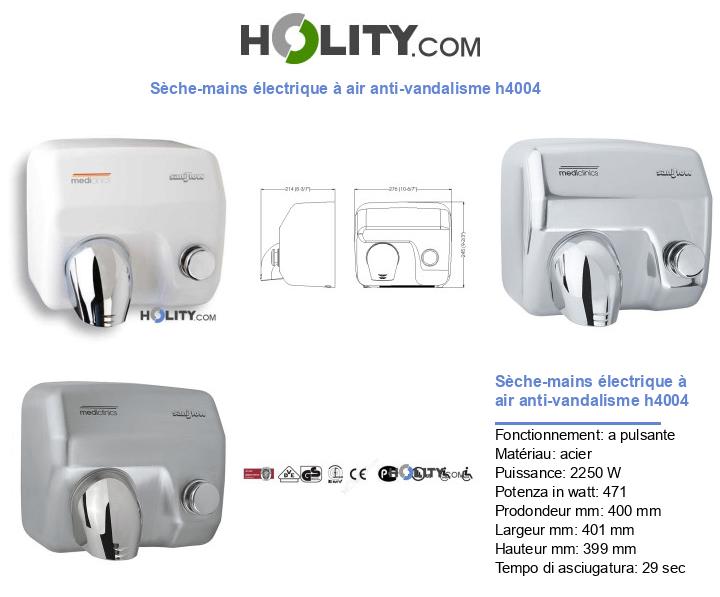 Sèche-mains électrique à air anti-vandalisme h4004