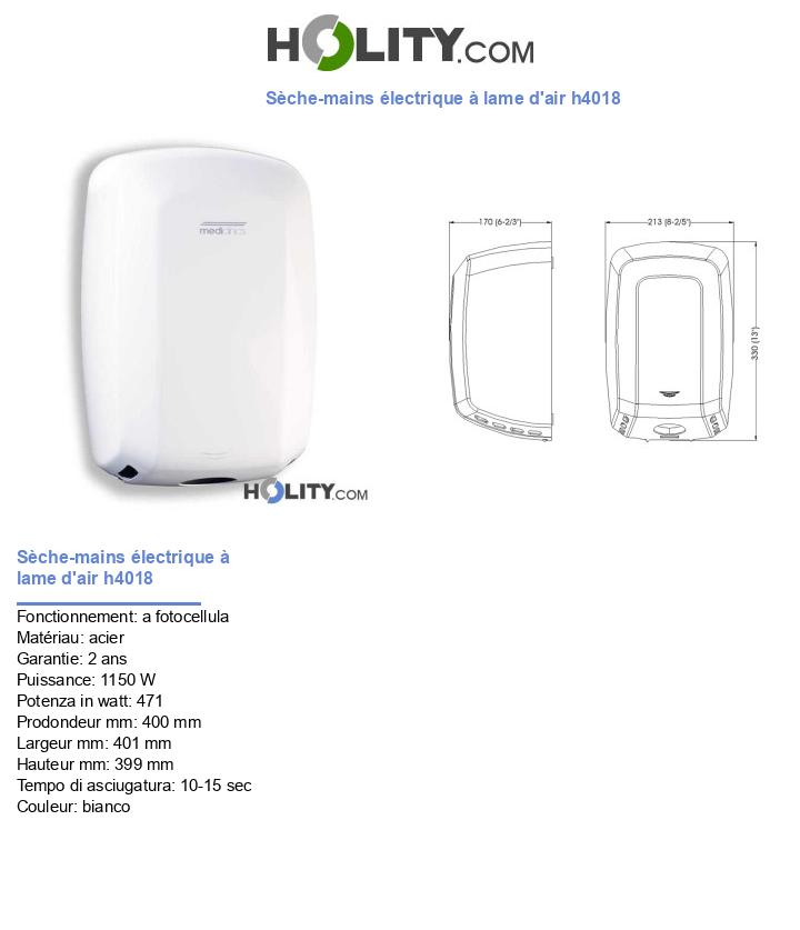 Sèche-mains électrique à lame d'air h4018