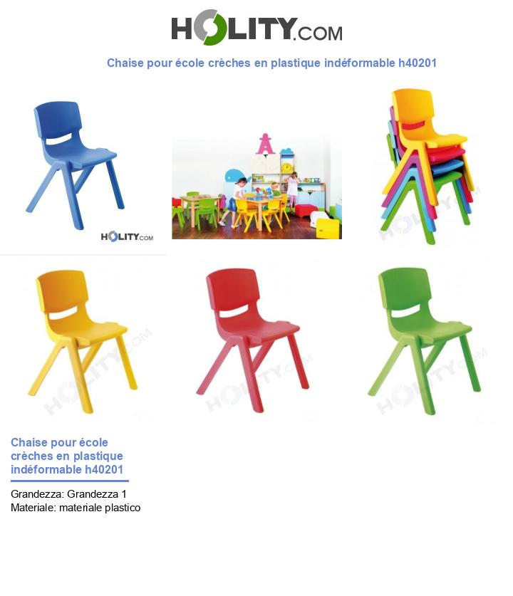 Chaise pour école crèches en plastique indéformable h40201