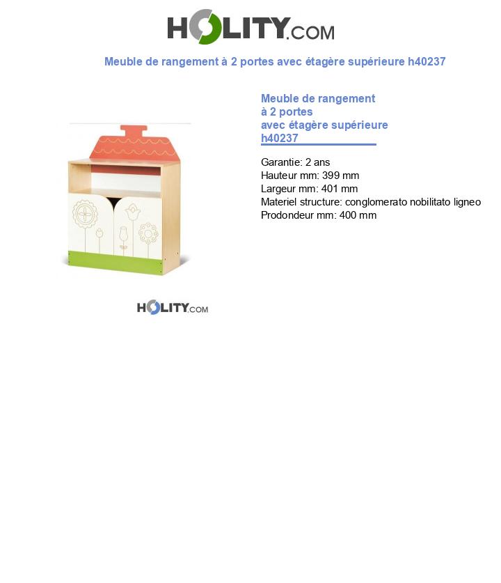 Meuble de rangement à 2 portes avec étagère supérieure h40237