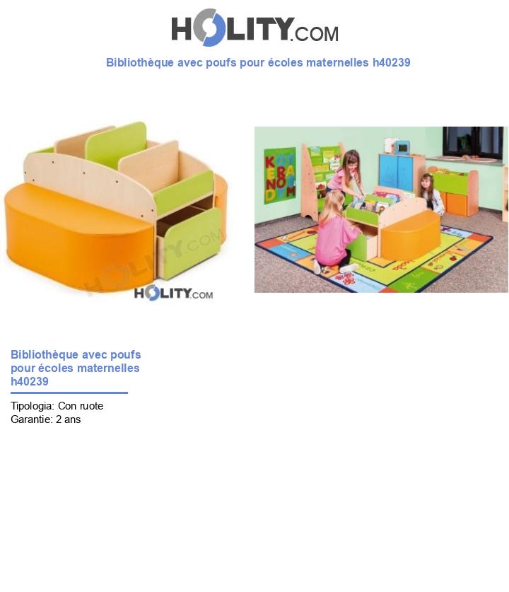 Bibliothèque avec poufs pour écoles maternelles h40239