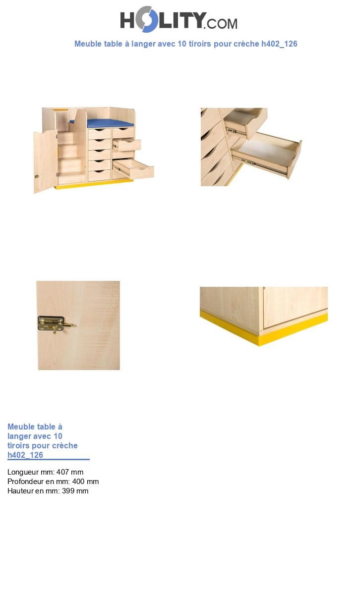 Meuble table à langer avec 10 tiroirs pour crèche h402_126
