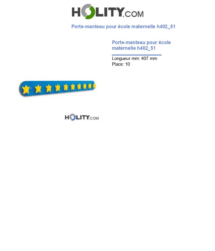 Porte-manteau pour école maternelle h402_51