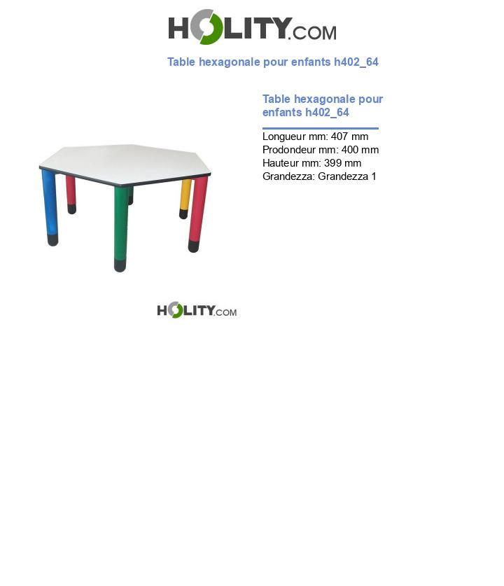 Table hexagonale pour enfants h402_64