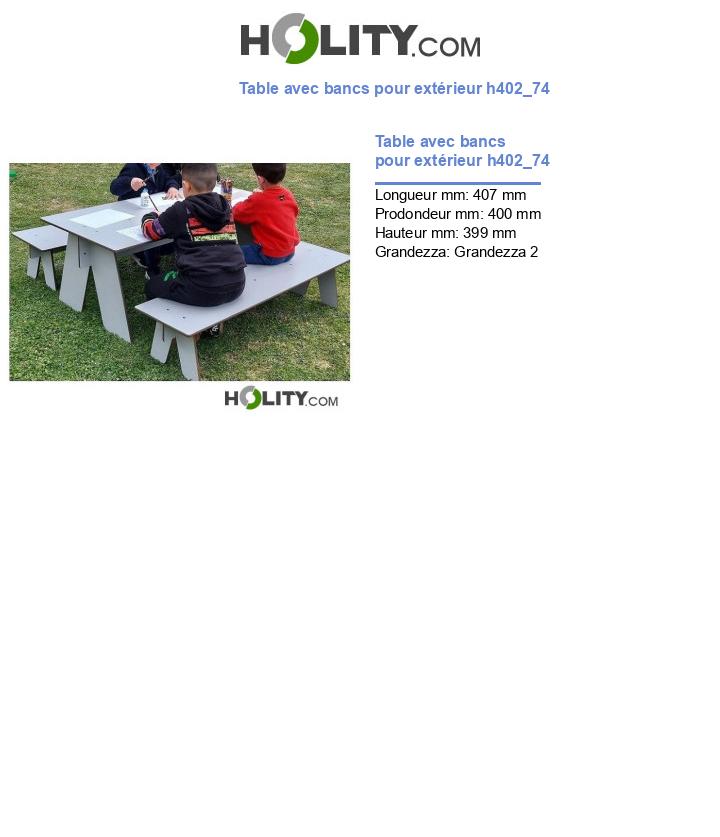 Table avec bancs pour extérieur h402_74