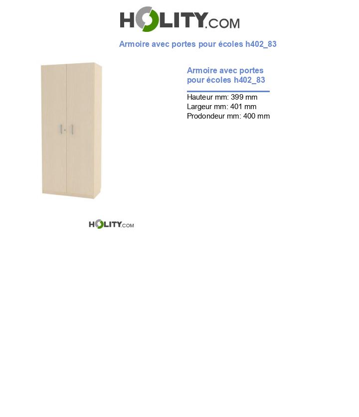 Armoire avec portes pour écoles h402_83