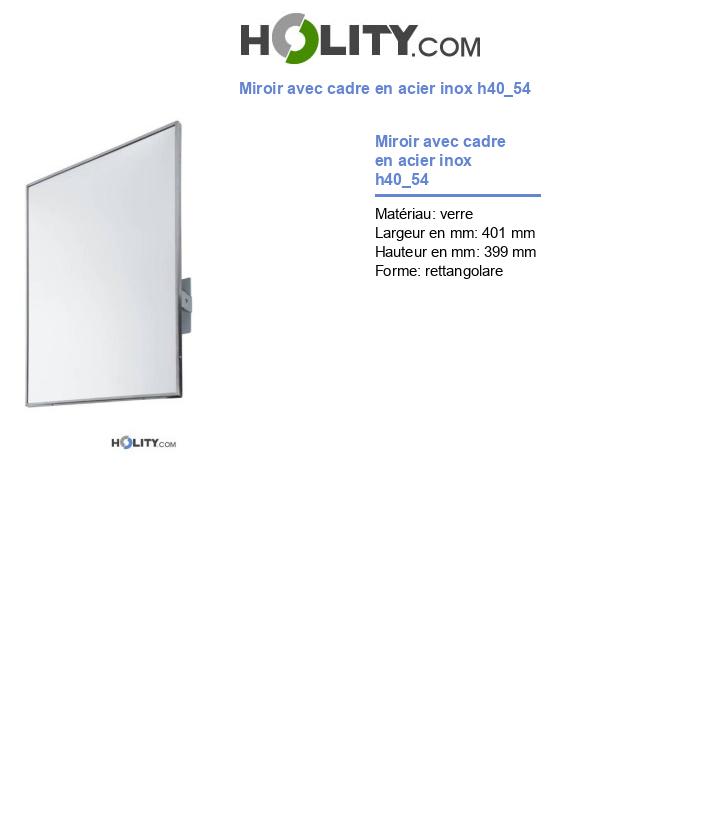 Miroir avec cadre en acier inox h40_54