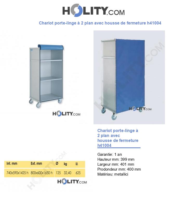 Chariot porte-linge à 2 plan avec housse de fermeture h41004