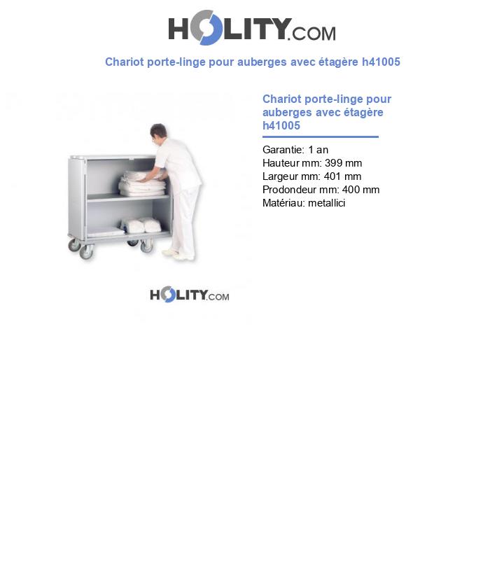 Chariot porte-linge pour auberges avec étagère h41005