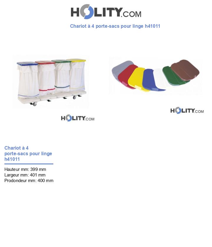 Chariot à 4 porte-sacs pour linge h41011