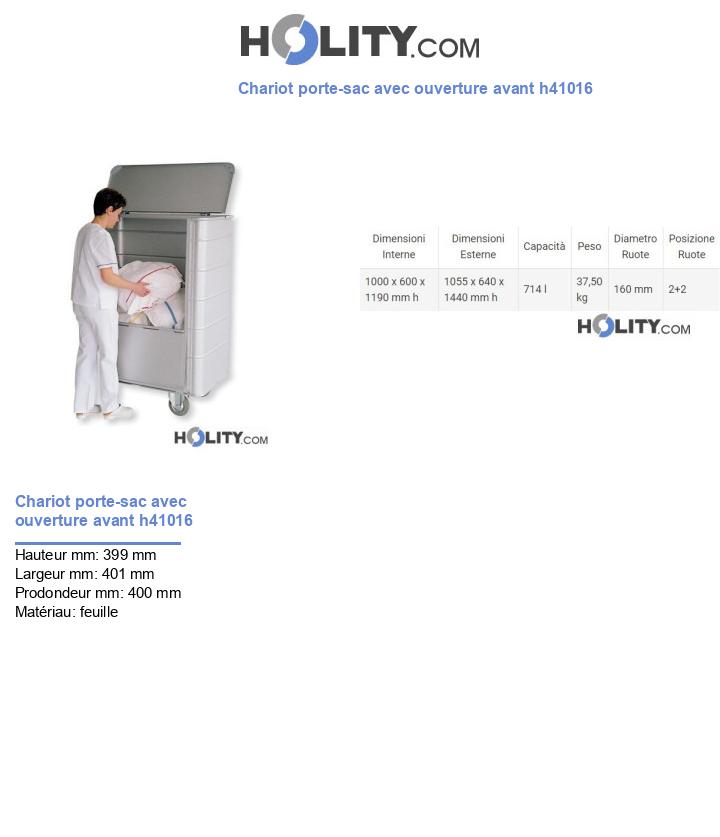 Chariot porte-sac avec ouverture avant h41016