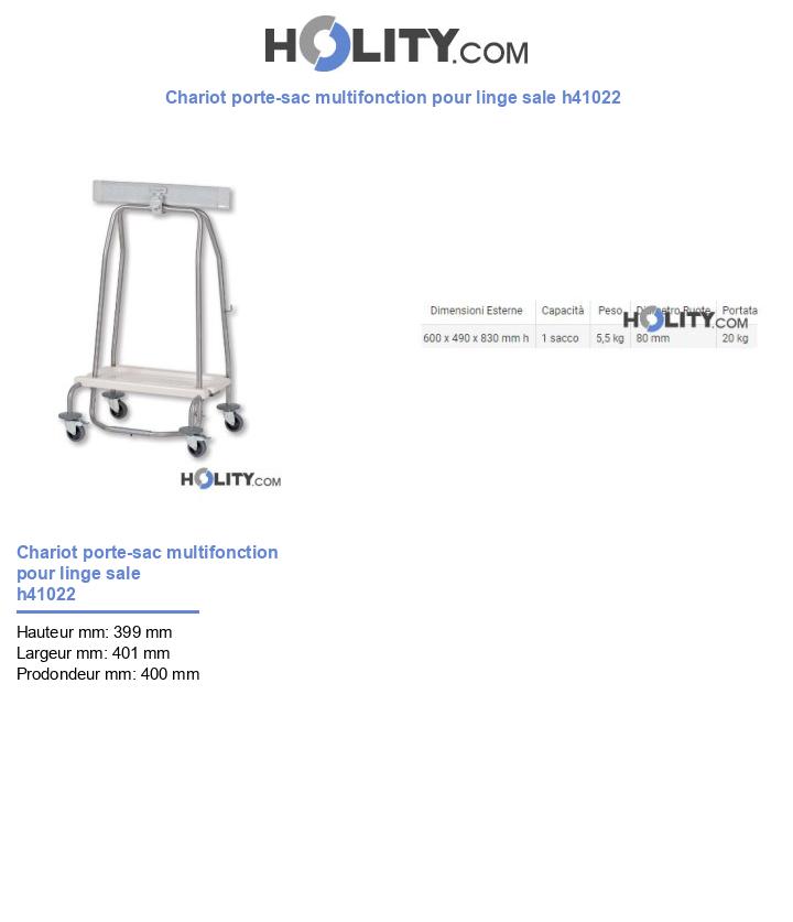 Chariot porte-sac multifonction pour linge sale h41022