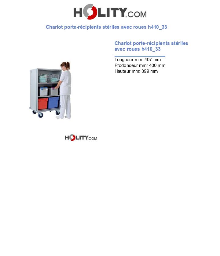 Chariot porte-récipients stériles avec roues h410_33
