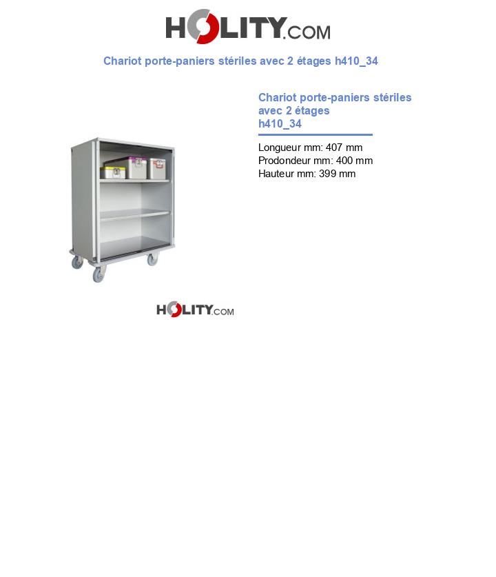 Chariot porte-paniers stériles avec 2 étages h410_34