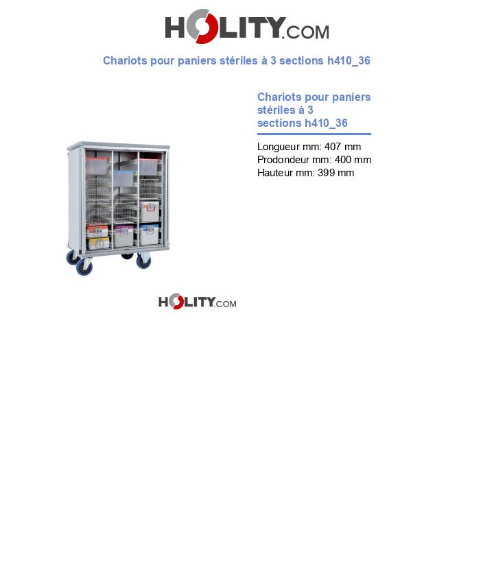 Chariots pour paniers stériles à 3 sections h410_36