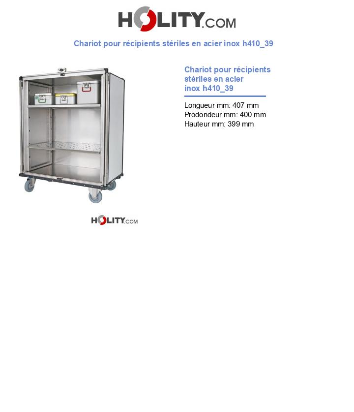 Chariot pour récipients stériles en acier inox h410_39