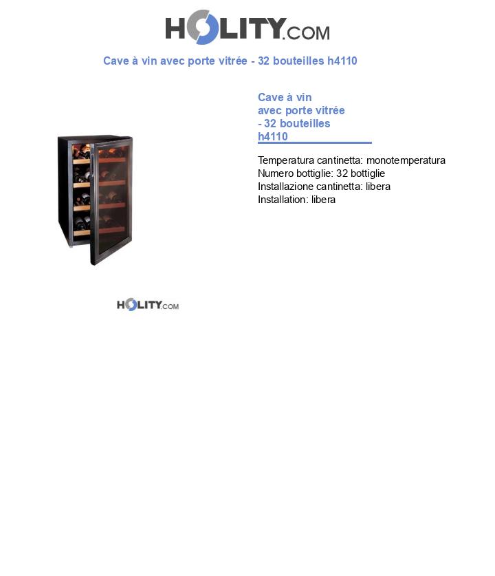 Cave à vin avec porte vitrée - 32 bouteilles h4110