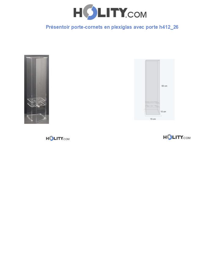 Présentoir porte-cornets en plexiglas avec porte h412_26