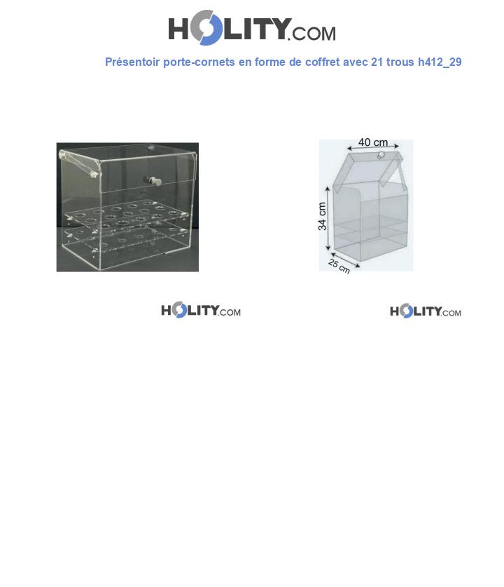 Présentoir porte-cornets en forme de coffret avec 21 trous h412_29