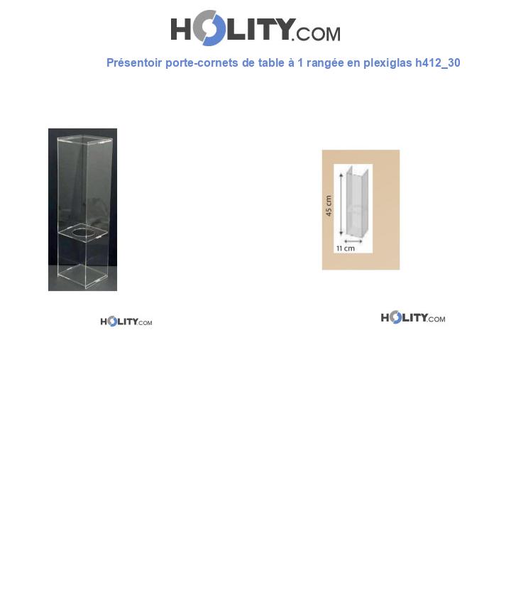 Présentoir porte-cornets de table à 1 rangée en plexiglas h412_30