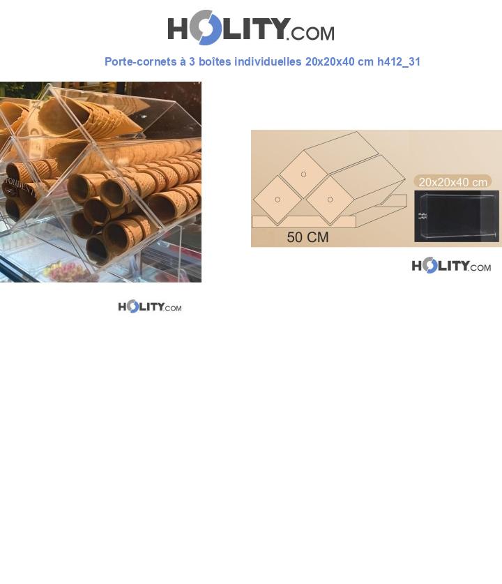 Porte-cornets à 3 boîtes individuelles 20x20x40 cm h412_31
