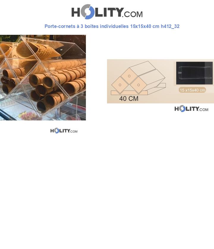 Porte-cornets à 3 boîtes individuelles 15x15x40 cm h412_32