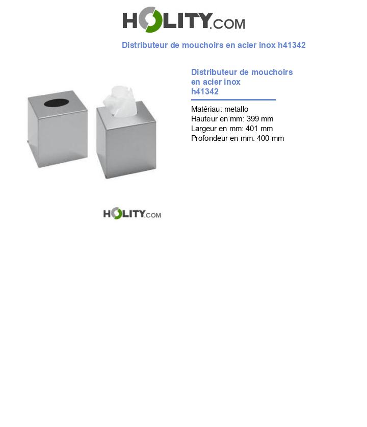 Distributeur de mouchoirs en acier inox h41342