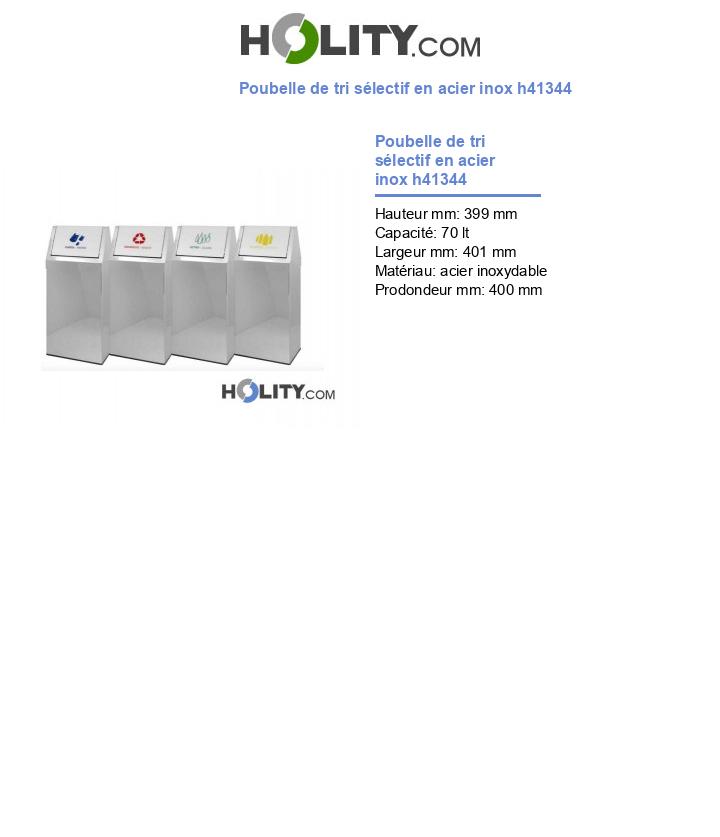 Poubelle de tri sélectif en acier inox h41344