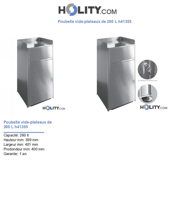 Poubelle vide-plateaux de 260 L h41355