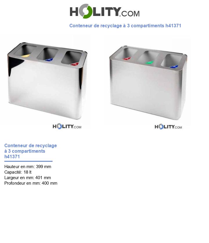 Conteneur de recyclage à 3 compartiments h41371