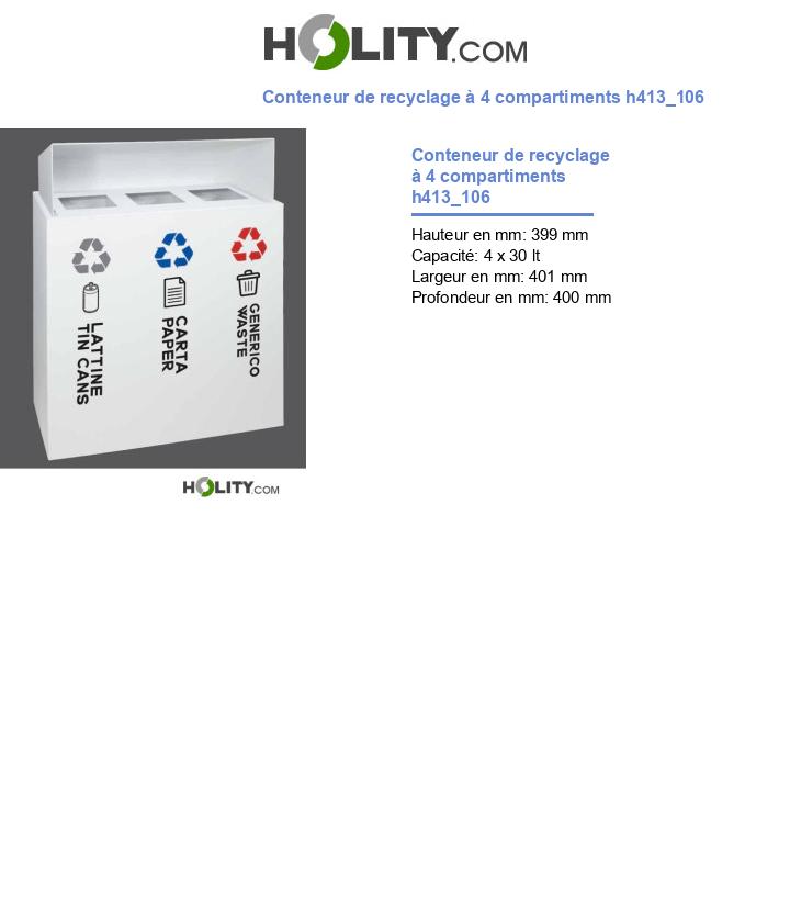Conteneur de recyclage à 4 compartiments h413_106