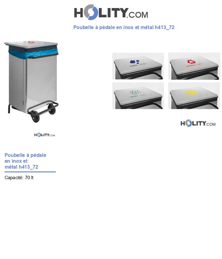 Poubelle à pédale en inox et métal h413_72