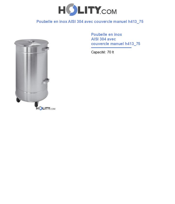 Poubelle en inox AISI 304 avec couvercle manuel h413_75
