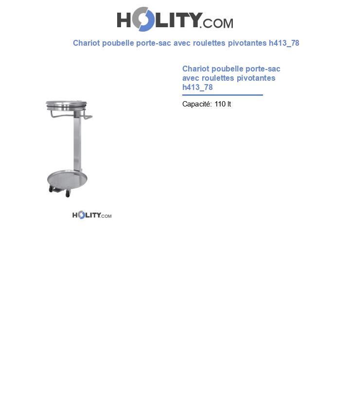 Chariot poubelle avec roues pivotantes h413_78