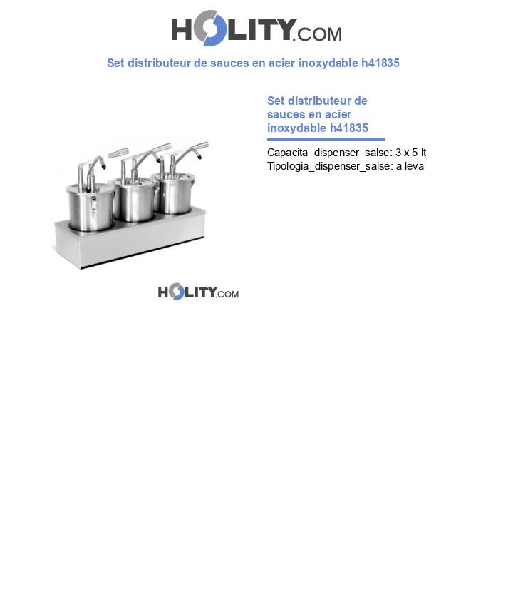 Set distributeur de sauces en acier inoxydable h41835