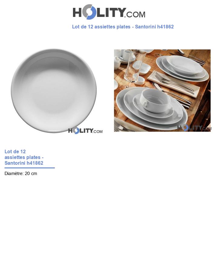 Lot de 12 assiettes plates - Santorini h41862