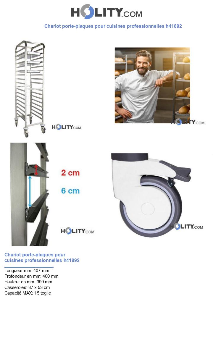 Chariot porte-plaques pour cuisines professionnelles h41892