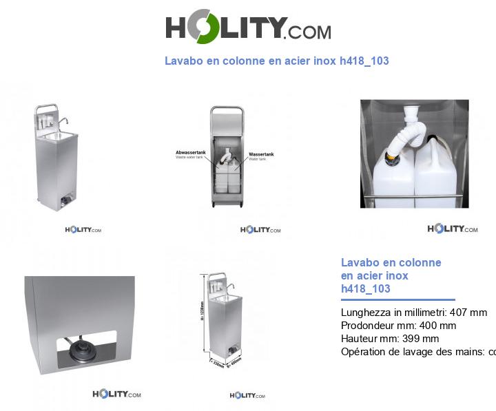 Lavabo en colonne en acier inox h418_103