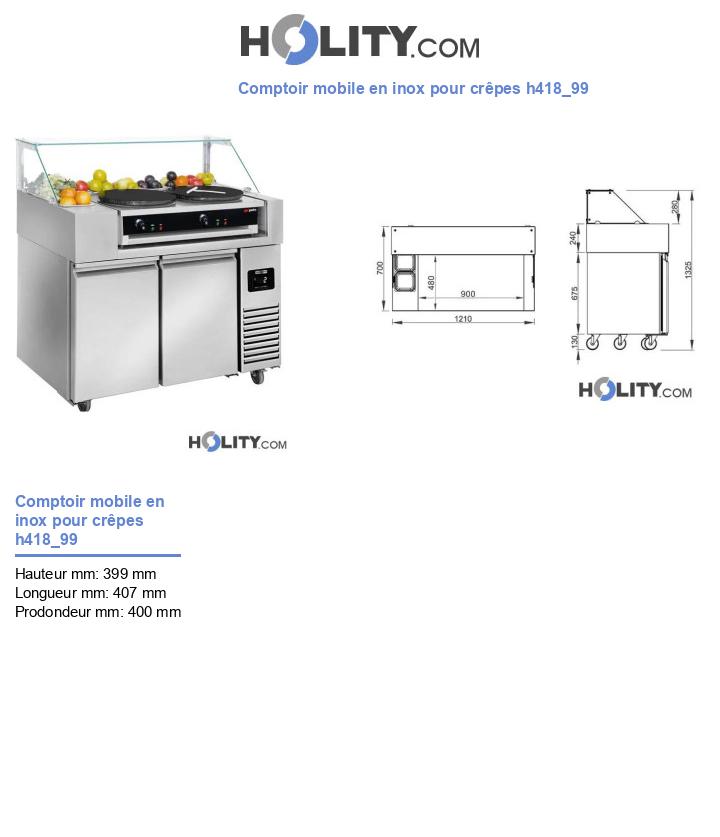 Comptoir mobile en inox pour crêpes h418_99