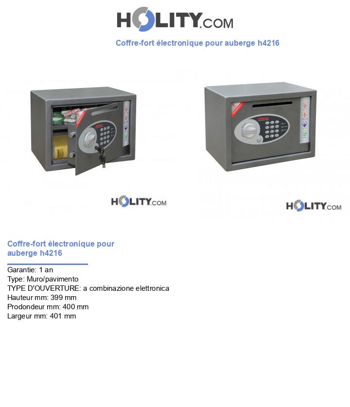 Coffre-fort électronique pour auberge h4216