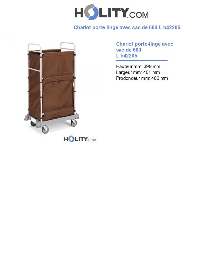 Chariot porte-linge avec sac de 600 L h42205