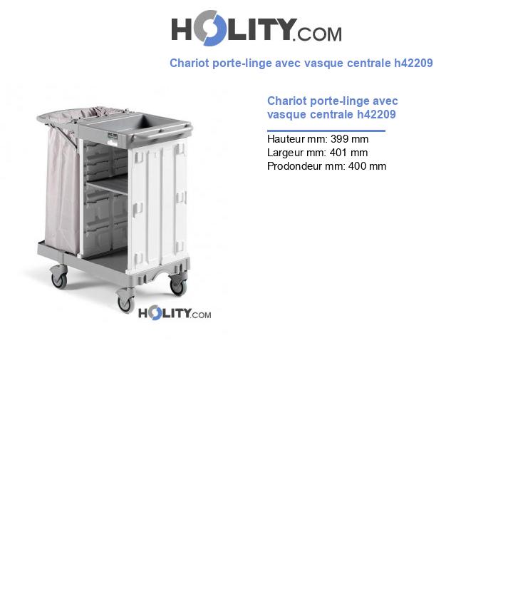 Chariot porte-linge avec vasque centrale h42209