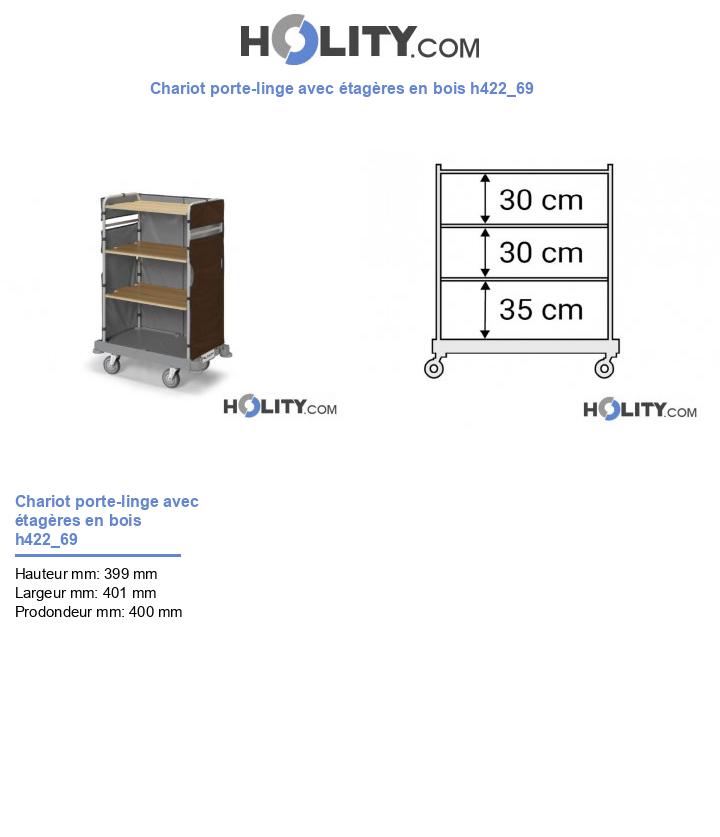 Chariot porte-linge avec étagères en bois h422_69