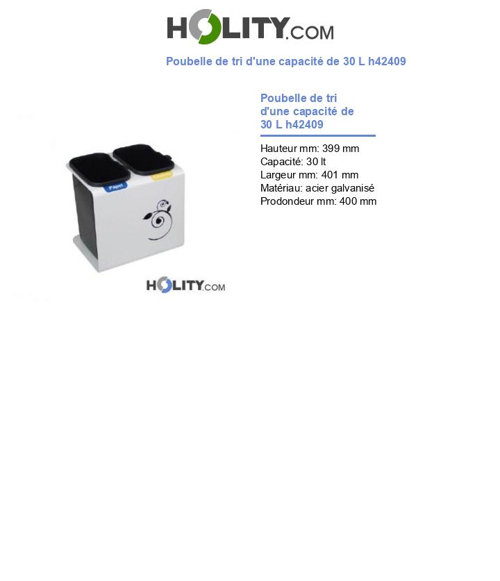 Poubelle de tri d'une capacité de 30 L h42409