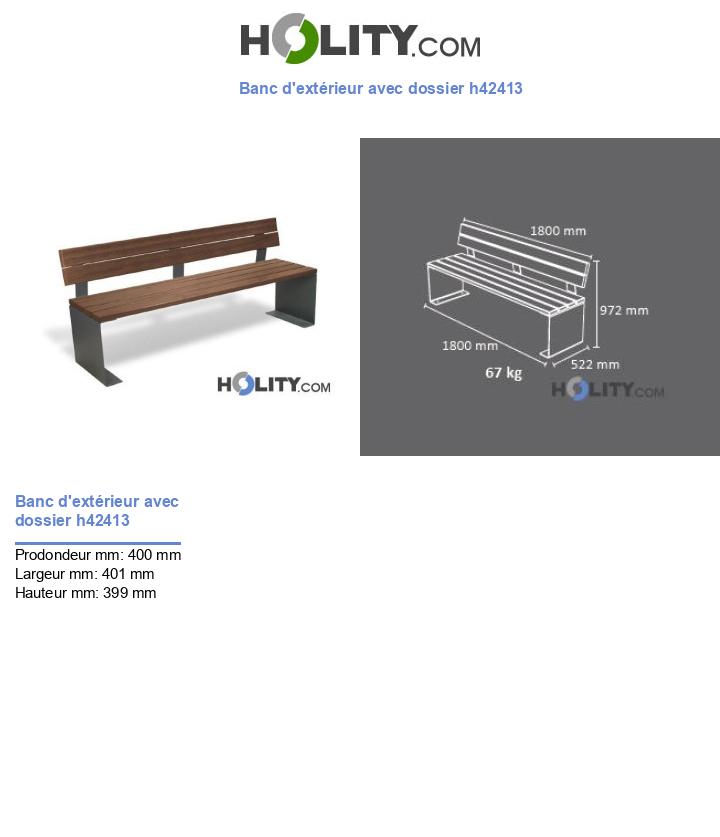 Banc d'extérieur avec dossier h42413