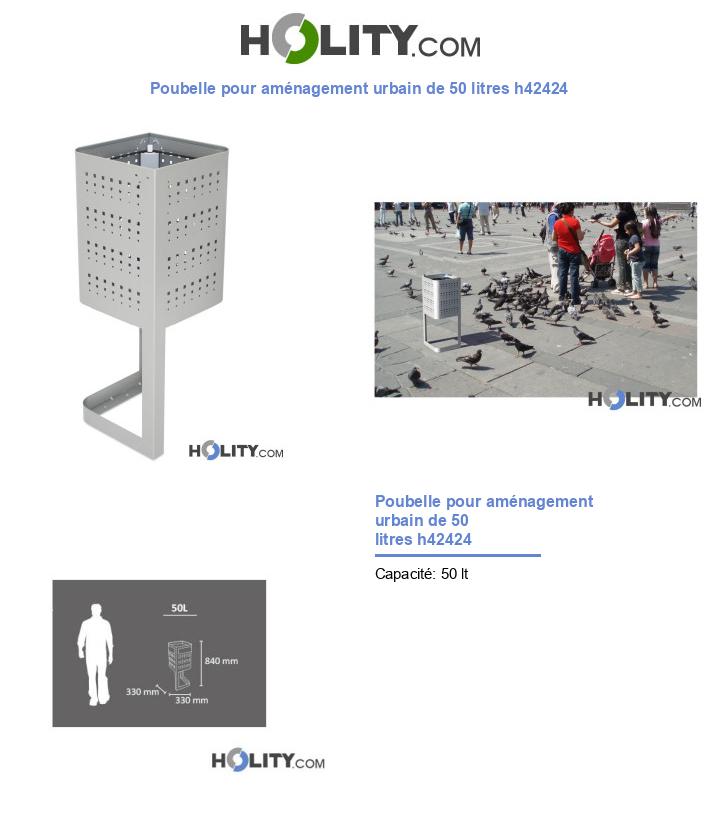 Poubelle pour aménagement urbain de 50 litres h42424