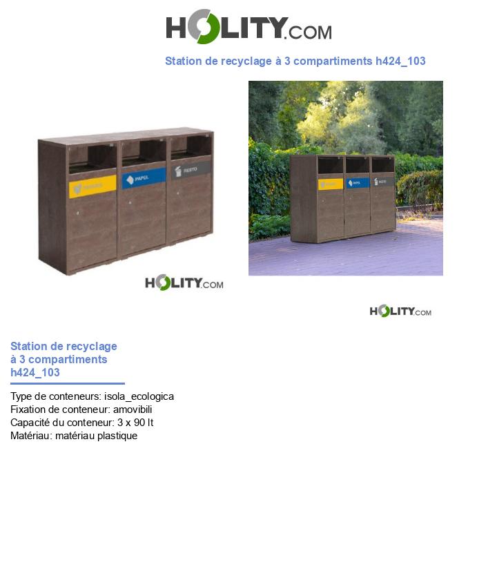 Station de recyclage à 3 compartiments h424_103
