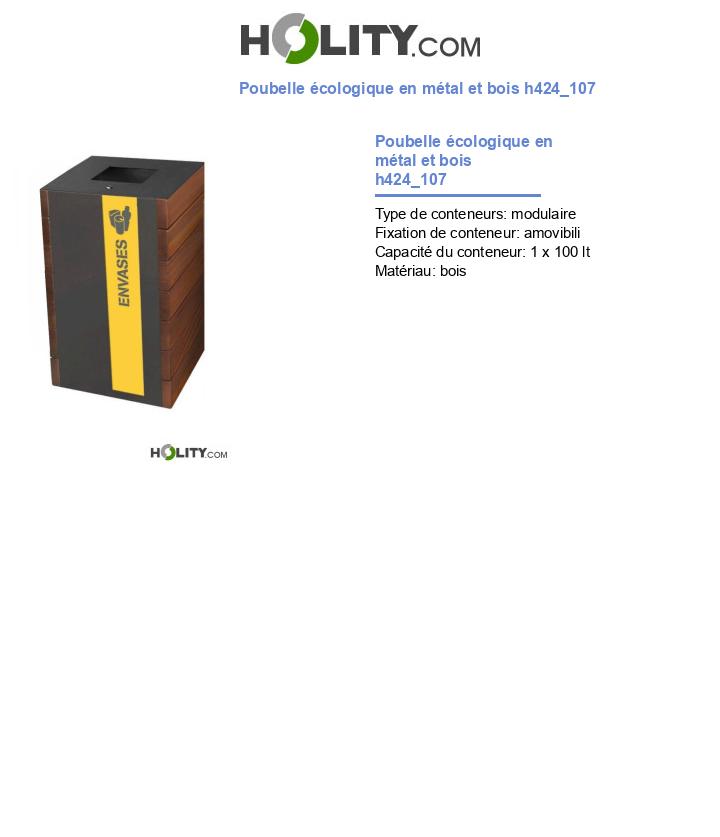 Poubelle écologique en métal et bois h424_107