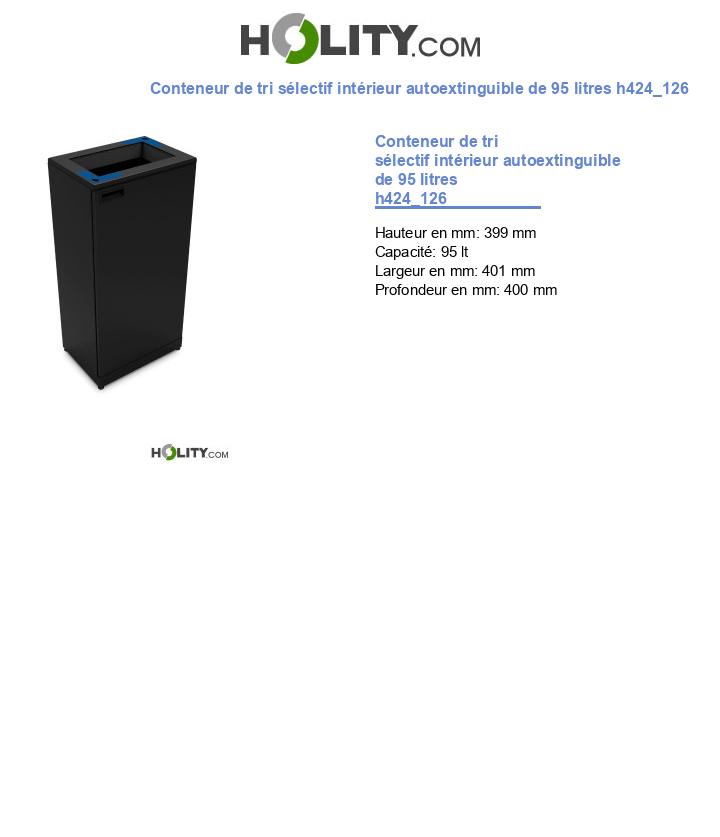 Conteneur de tri sélectif intérieur autoextinguible de 95 litres h424_126
