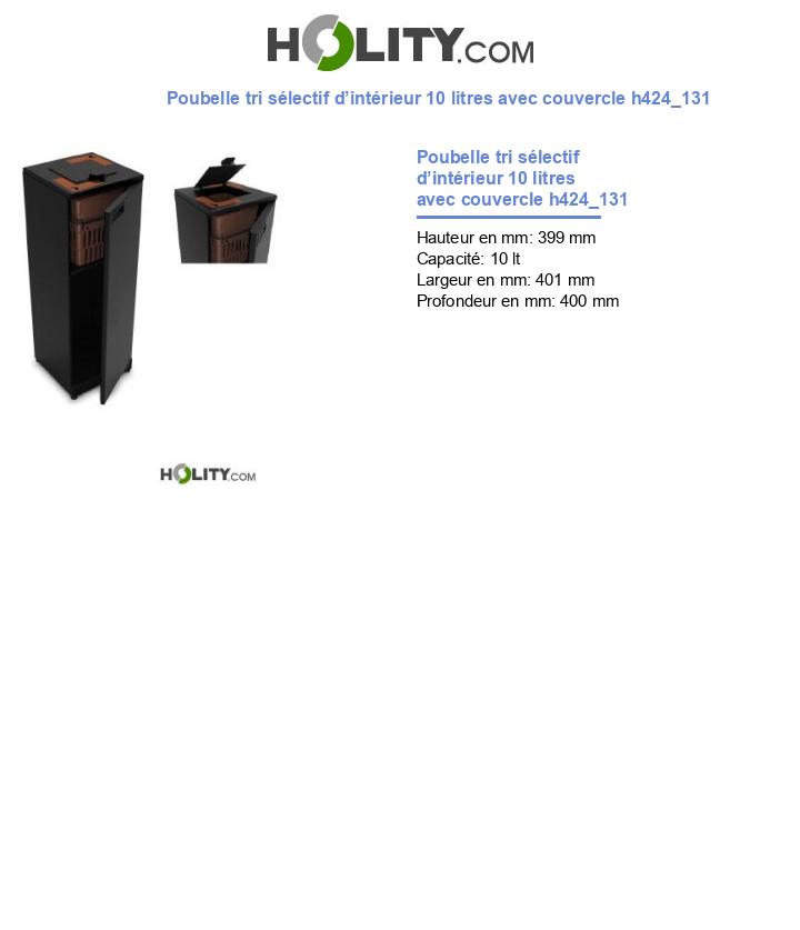 Poubelle tri sélectif d’intérieur 10 litres avec couvercle h424_131